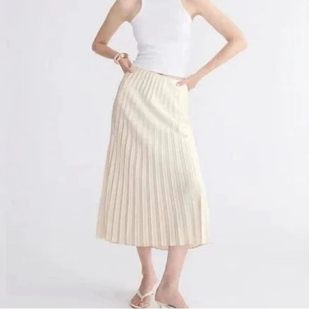 NWT J. Crew Gwyneth Pleated Slip Skirt Champagne Large